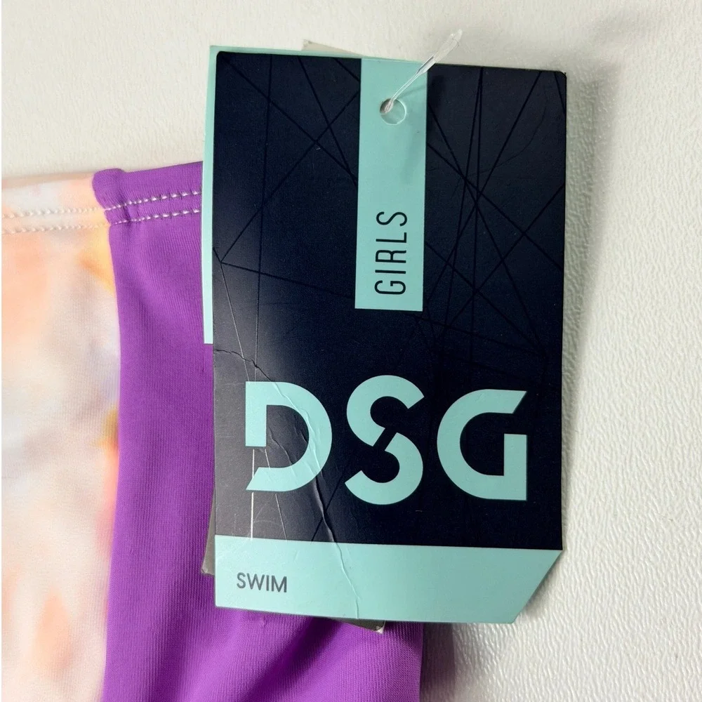 DSG Girls Swim Bottom Inky Overdye Warm Purple Pink Tie Dye Size Medium 8-10 NWT